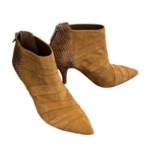 Donald J. Pliner camel suede ankle booties -snakeskin accent on the heel- 7